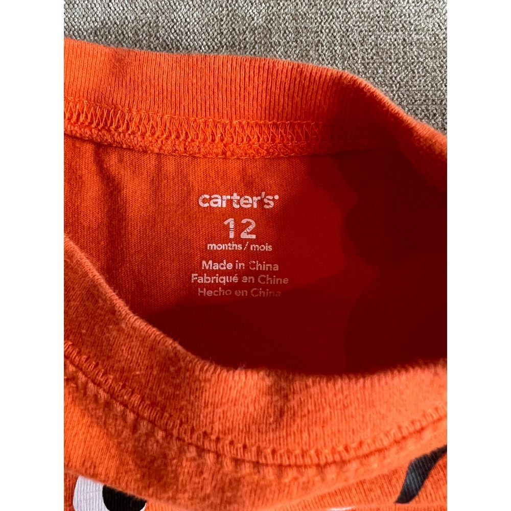 Carters Baby Boy Orange Tiger Graphic Short Sleeve Romper 12 Months RN 35623 - Picture 2 of 5